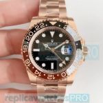 Noob V3 Replica Rolex GMT-Master II Rose Gold Watch Black Dial 40MM